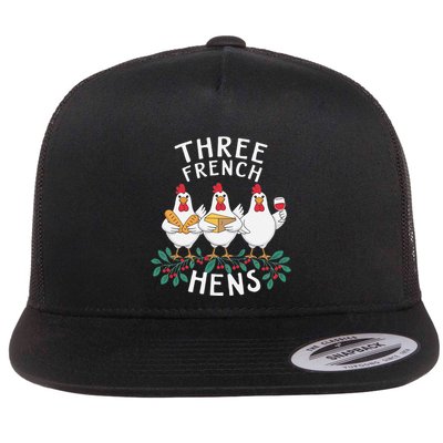 Three French Hens 12 Days Christmas Song Funny Xmas Flatbill Hat
