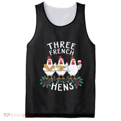 Three French Hens 12 Days Christmas Song Funny Xmas Mesh Reversible Basketball Jersey Tank