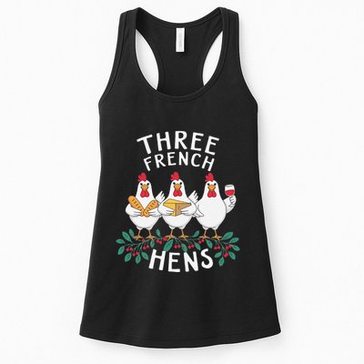 Three French Hens 12 Days Christmas Song Funny Xmas Womens Tank Top