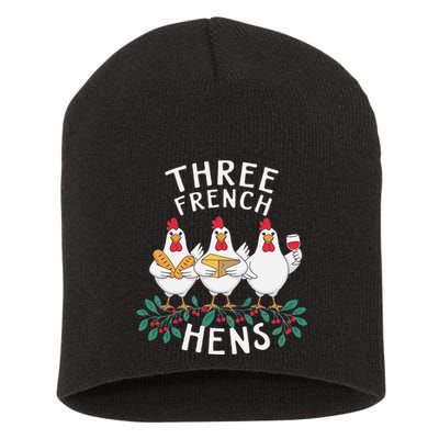 Three French Hens 12 Days Christmas Song Funny Xmas Short Acrylic Beanie