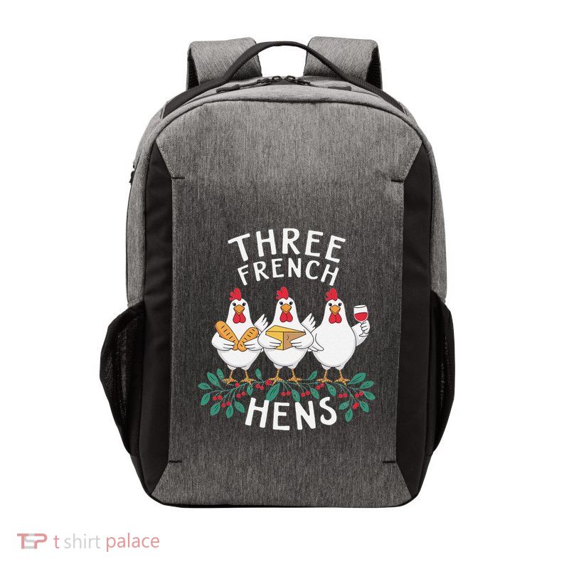 Three French Hens 12 Days Christmas Song Funny Xmas Vector Backpack