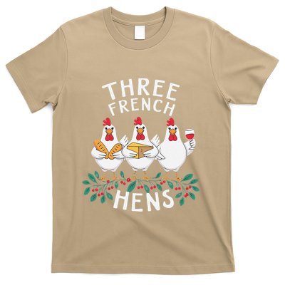 Three French Hens 12 Days Christmas Song Funny Xmas T-Shirt