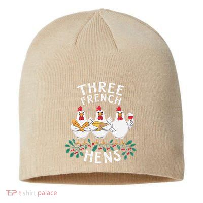 Three French Hens 12 Days Christmas Song Funny Xmas Sustainable Beanie