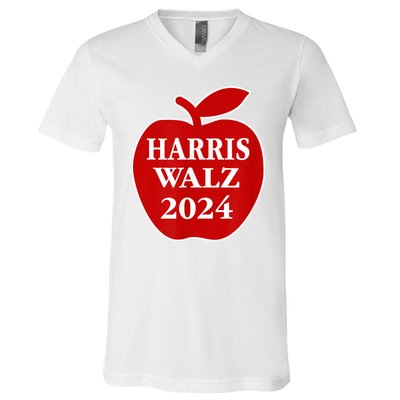 Teachers For Harris Walz 2024 Back To School V-Neck T-Shirt