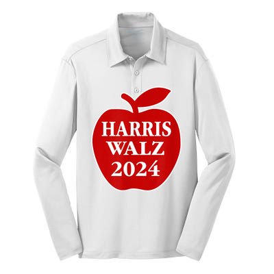 Teachers For Harris Walz 2024 Back To School Silk Touch Performance Long Sleeve Polo