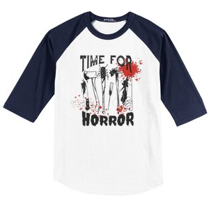 Time For Horror Scary Halloween Baseball Sleeve Shirt