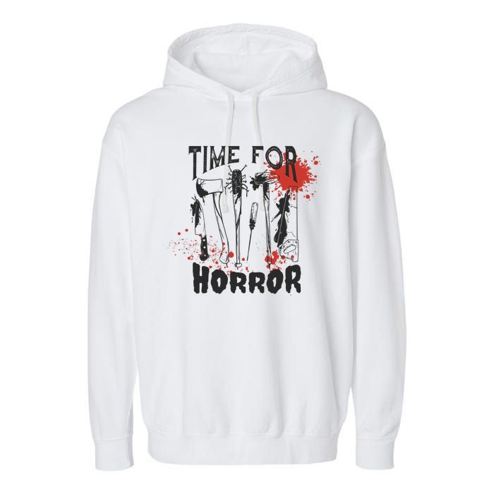 Time For Horror Scary Halloween Garment-Dyed Fleece Hoodie