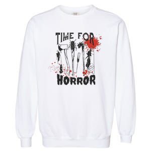 Time For Horror Scary Halloween Garment-Dyed Sweatshirt