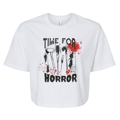 Time For Horror Scary Halloween Bella+Canvas Jersey Crop Tee