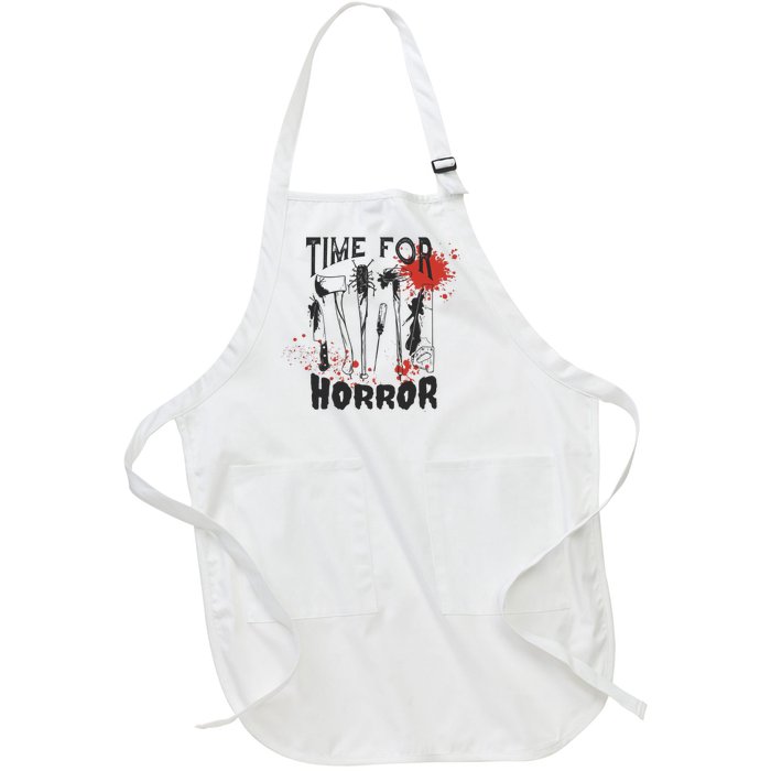 Time For Horror Scary Halloween Full-Length Apron With Pockets