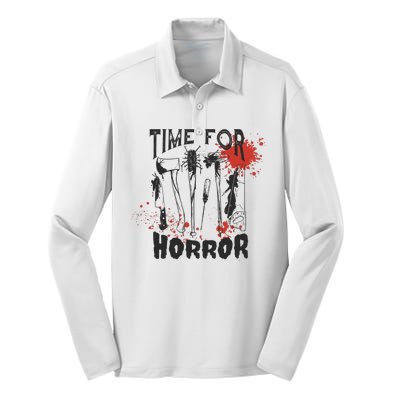 Time For Horror Scary Halloween Silk Touch Performance Long Sleeve Polo