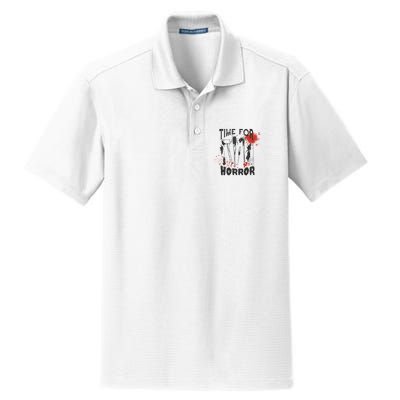 Time For Horror Scary Halloween Dry Zone Grid Polo