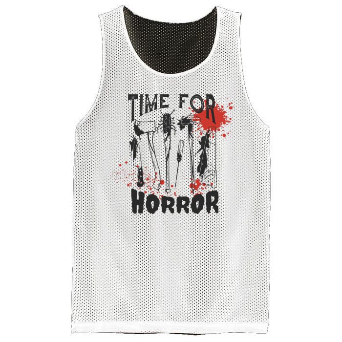 Time For Horror Scary Halloween Mesh Reversible Basketball Jersey Tank