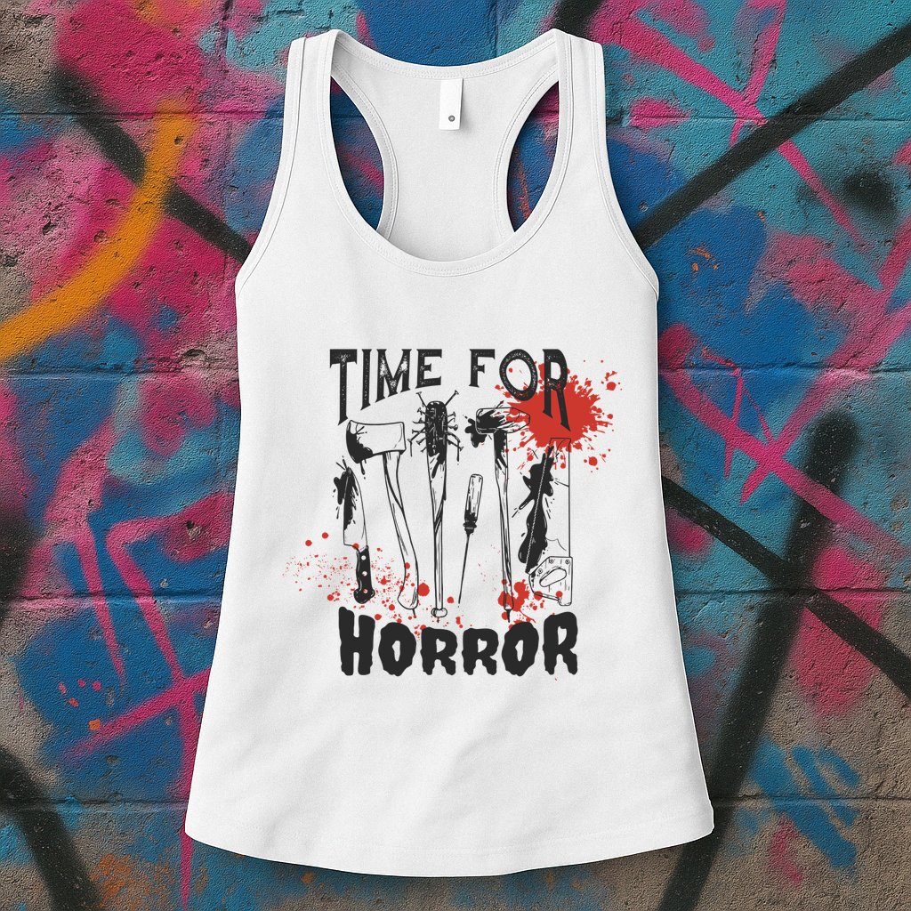Time For Horror Scary Halloween Womens Tank Top