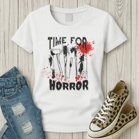 Time For Horror Scary Halloween Womens T-Shirt