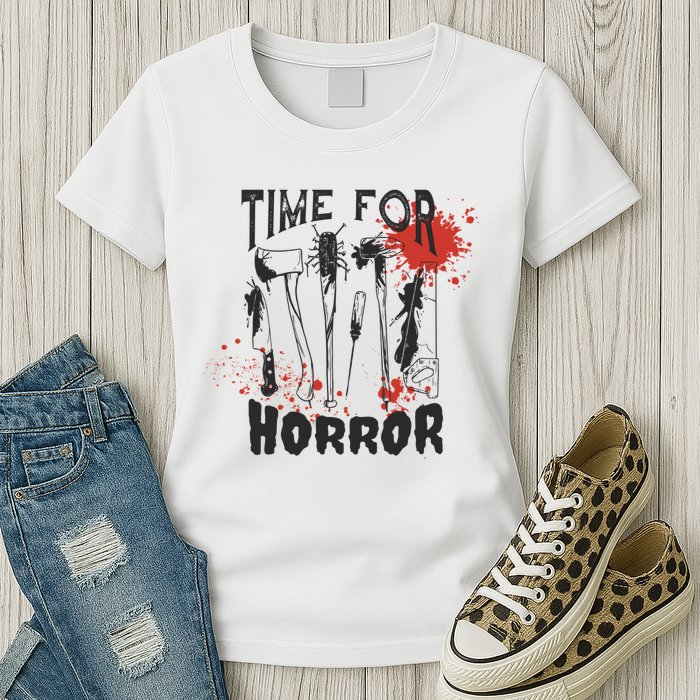 Time For Horror Scary Halloween Womens T-Shirt