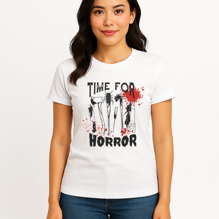 Time For Horror Scary Halloween Womens T-Shirt