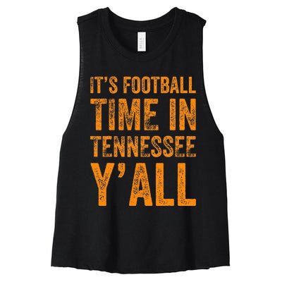 Tennessee Football ItS Football Time In Tennessee Yall Vol Women's Racerback Cropped Tank