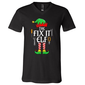 The Fix It Elf Christmas Family Matching gift for holiday  V-Neck T-Shirt