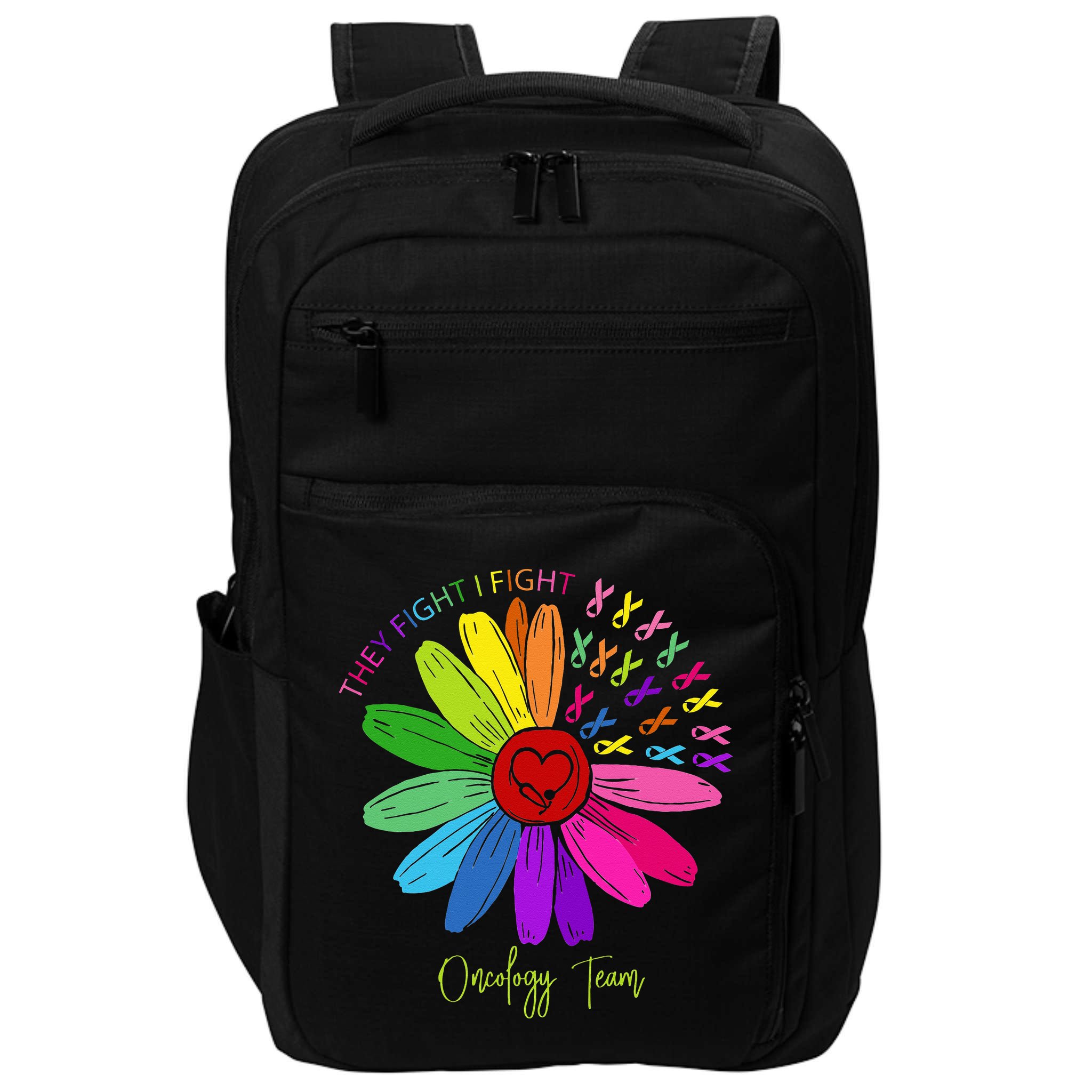 They Fight I Fight Oncology Team Sunflower Oncology Nurse Impact Tech Backpack