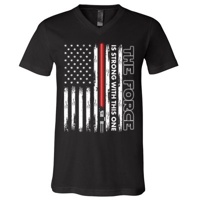 The Force Is Strong With This One USA American Flag V-Neck T-Shirt