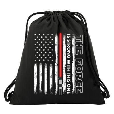 The Force Is Strong With This One USA American Flag Drawstring Bag