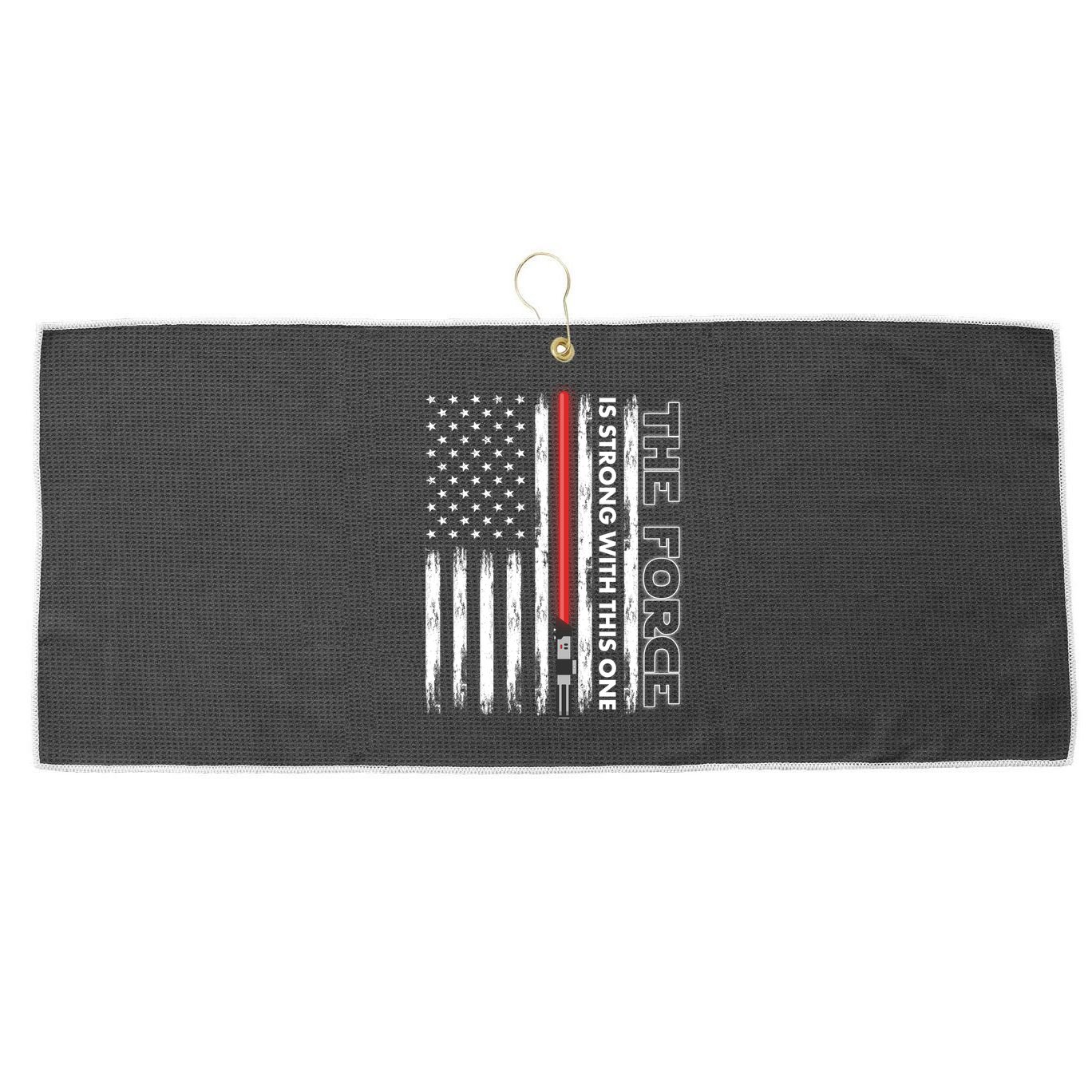 The Force Is Strong With This One USA American Flag Large Microfiber Waffle Golf Towel