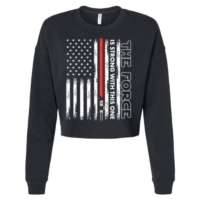 The Force Is Strong With This One USA American Flag Cropped Pullover Crew