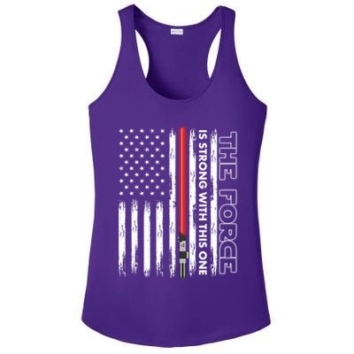 The Force Is Strong With This One USA American Flag Ladies PosiCharge Competitor Racerback Tank