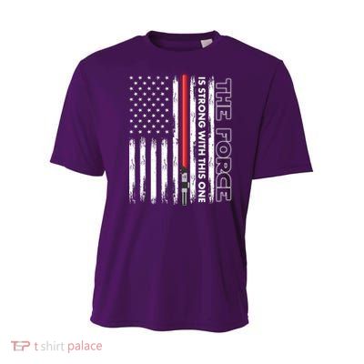 The Force Is Strong With This One USA American Flag Youth Performance Sprint T-Shirt