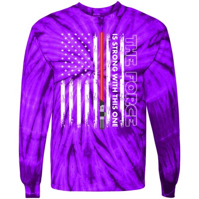 The Force Is Strong With This One USA American Flag Tie-Dye Long Sleeve Shirt