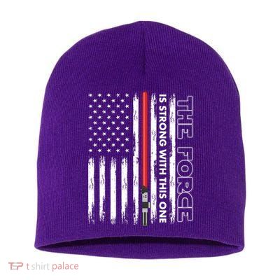 The Force Is Strong With This One USA American Flag Short Acrylic Beanie