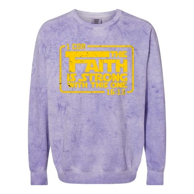 The Faith Is Strong With This One Funny Christian Colorblast Crewneck Sweatshirt