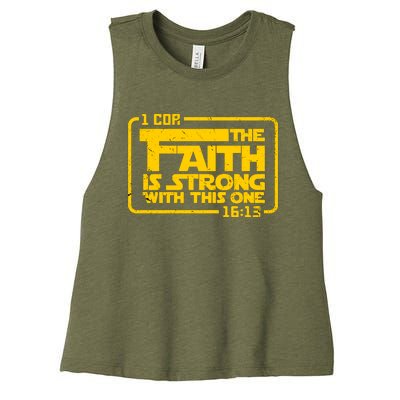 The Faith Is Strong With This One Funny Christian Women's Racerback Cropped Tank