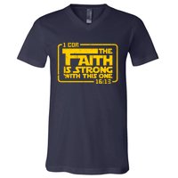 The Faith Is Strong With This One Funny Christian V-Neck T-Shirt