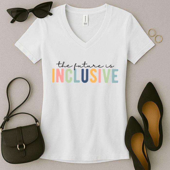 The Future Is Inclusive Colorful Women's V-Neck T-Shirt