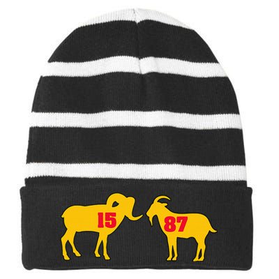 The Farm I Love Goats & Chickens Striped Beanie with Solid Band