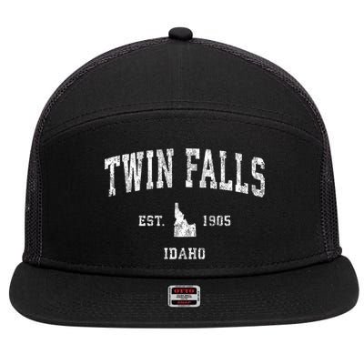 Twin Falls Idaho Id Vintage Athletic Sports Design 7 Panel Mesh Trucker Snapback Hat
