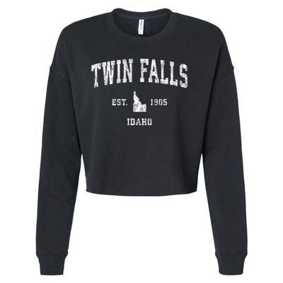 Twin Falls Idaho Id Vintage Athletic Sports Design Cropped Pullover Crew
