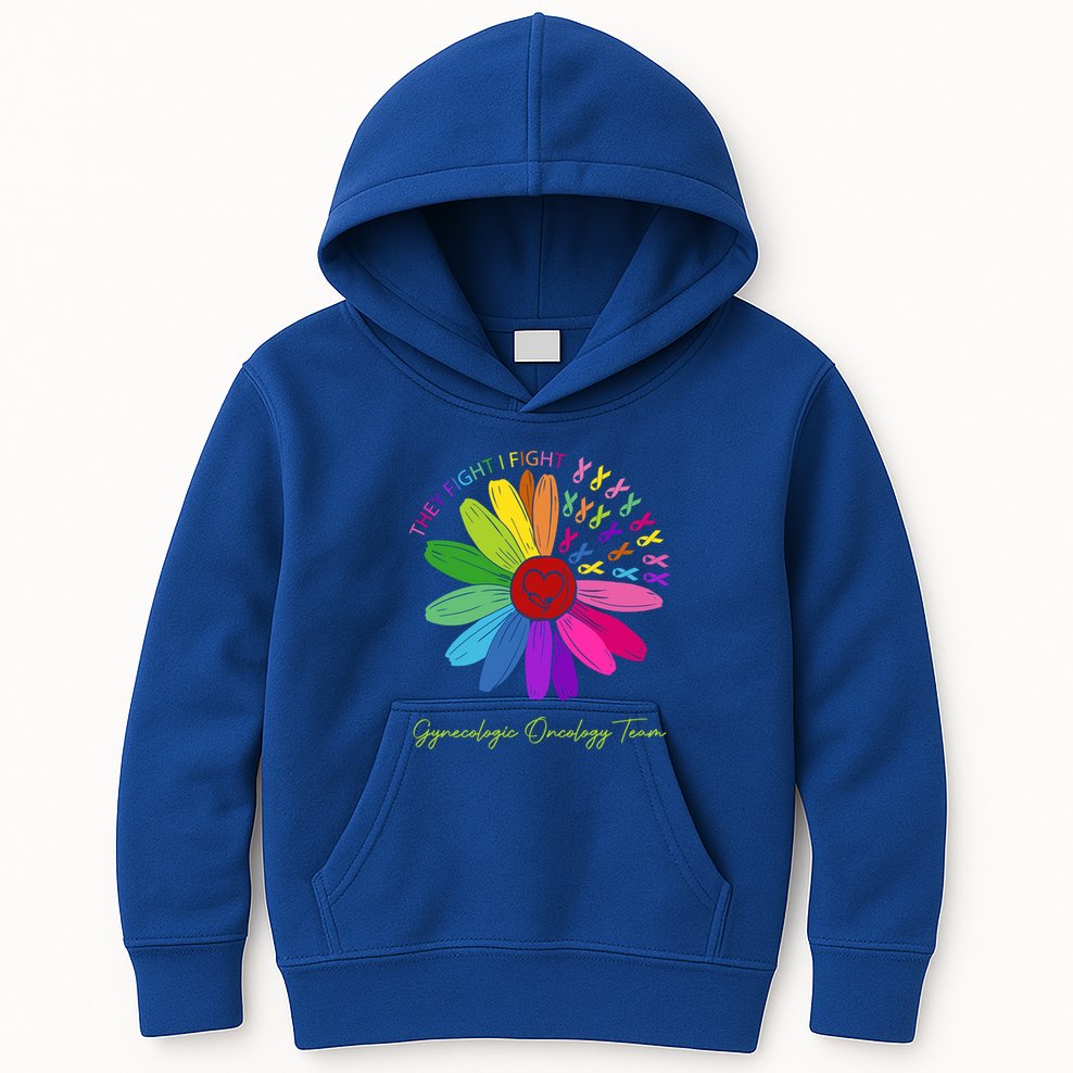 They Fight I Fight Oncology Team Gynecologic Oncology Nurse Funny Gift Kids Hoodie