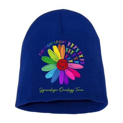 They Fight I Fight Oncology Team Gynecologic Oncology Nurse Funny Gift Short Acrylic Beanie