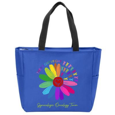 They Fight I Fight Oncology Team Gynecologic Oncology Nurse Funny Gift Zip Tote Bag