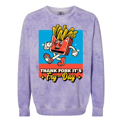 Thank Fork Its Fry Day Funny Tfi Friday Fries Gift Colorblast Crewneck Sweatshirt