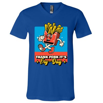 Thank Fork Its Fry Day Funny Tfi Friday Fries Gift V-Neck T-Shirt