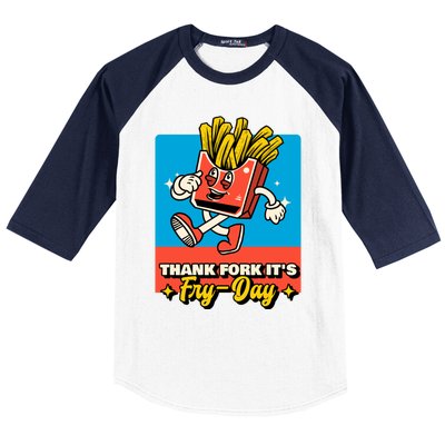 Thank Fork Its Fry Day Funny Tfi Friday Fries Gift Baseball Sleeve Shirt