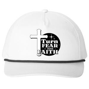 Turn Fear Into Faith Cross Snapback Five-Panel Rope Hat