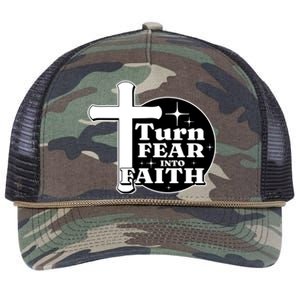 Turn Fear Into Faith Cross Retro Rope Trucker Hat Cap