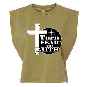 Turn Fear Into Faith Cross Garment-Dyed Women's Muscle Tee