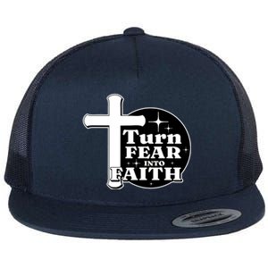 Turn Fear Into Faith Cross Flat Bill Trucker Hat