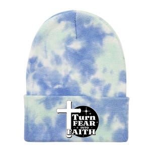 Turn Fear Into Faith Cross Tie Dye 12in Knit Beanie